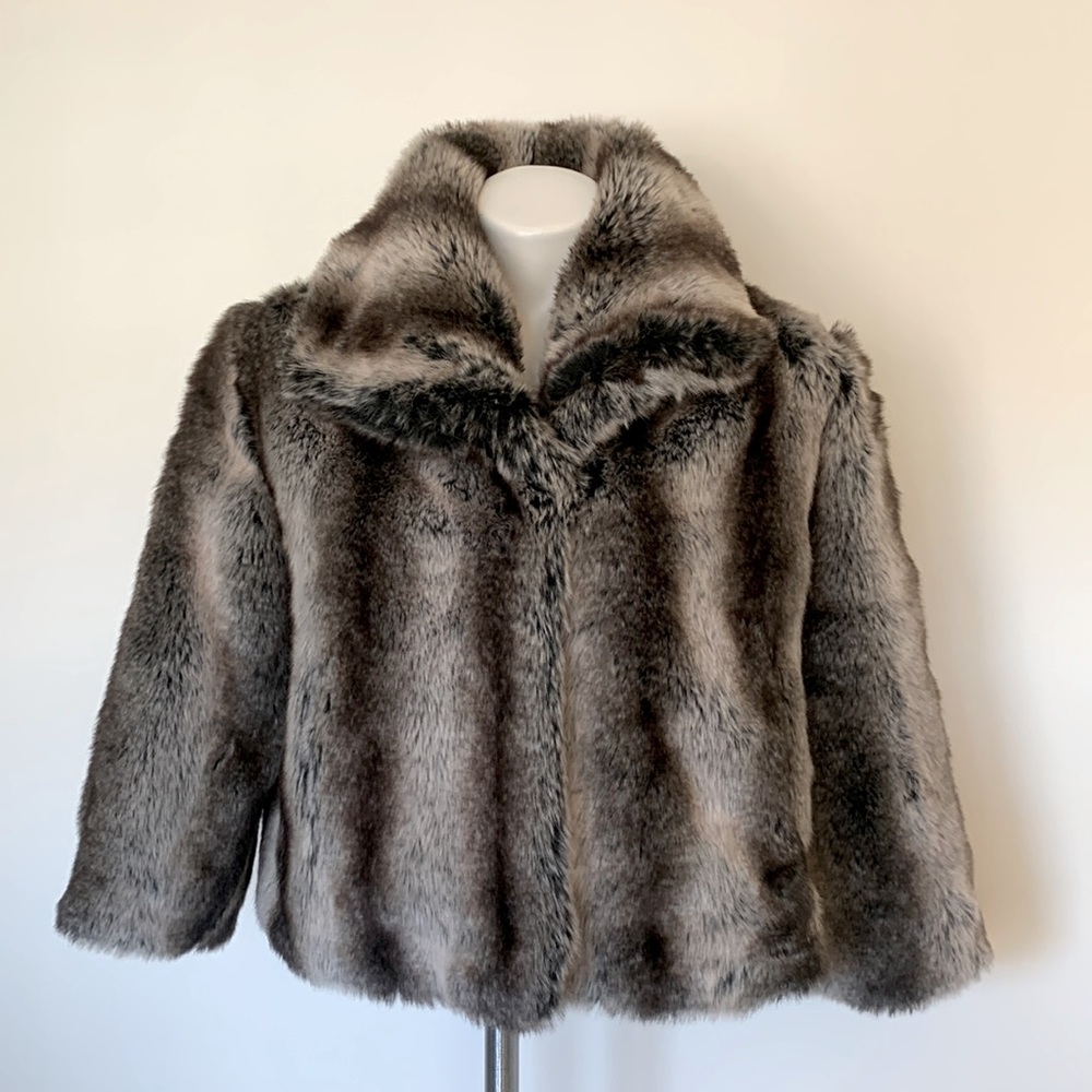 Cropped faux-fur jacket (S)